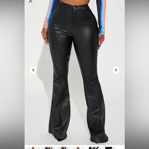 Fashion Nova Black Wide Leg Leather Pants